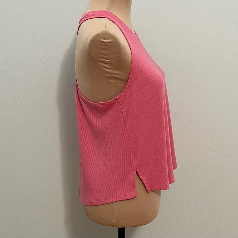 3/$30 Zella Splits Ribbed Racerback Tank Top Pink S/Small Relaxed Fit Workout - Picture 5 of 12